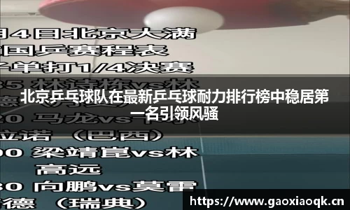 北京乒乓球队在最新乒乓球耐力排行榜中稳居第一名引领风骚