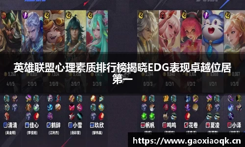 英雄联盟心理素质排行榜揭晓EDG表现卓越位居第一